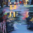 Rain Drops On City Road Art Print