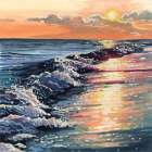 Colorful Sunset on The Waves Art Print