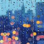 City Rain on Window Art Print