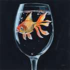 Goldfish In Wine Glass Art Print