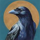Crow and Golden Sun Art Print