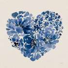 Blue Floral Heart Art Print