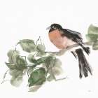 Bird and Leaves II Art Print