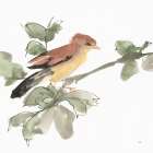 Bird and Leaves III Modern Print