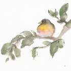 Bird and Leaves IV Art Print