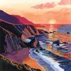 Sunset on The Sandy Dune Art Print
