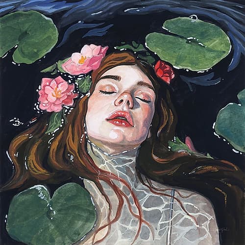 Ophelia With Lilies in Her Hair Art Print