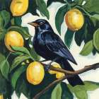 Bird with Lemon Branch Art Print
