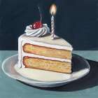 Birthday Slice With Cherry Kitchen Print