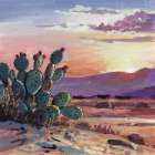 Cacti Sunset Art Print