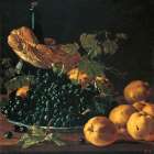 Still Life with Bread, Apples, Grapes and a Bottle, c. 1771 Art Print