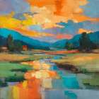 Stream through the Country Art Print by Ron Polter