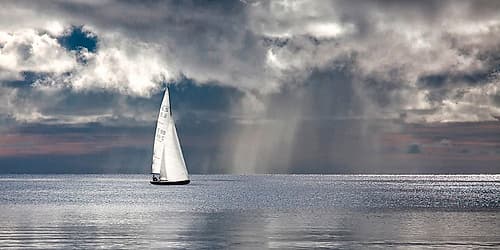 Sailing on a Silver Sea Coastal Print