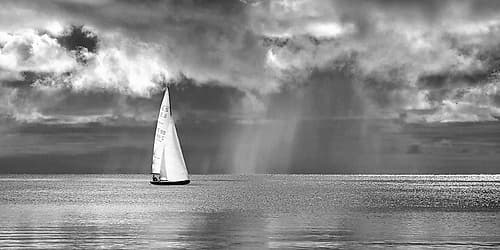 Sailing on a Silver Sea (BW) Coastal Print
