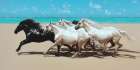 Wild Horses on a Beach (detail) Art Print
