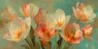 Tulips on aqua background Art Print