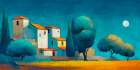 Notte sul villaggio Modern Print