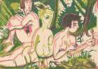 Nude Women with a Child in the Forest Art Print