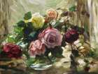 Roses on a Tablecloth Art Print