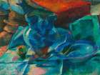 Natura morta di terraglie posate e frutta, 1915-1916 Abstract Art Print