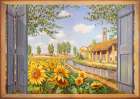 Casolare tra i girasoli Art Print