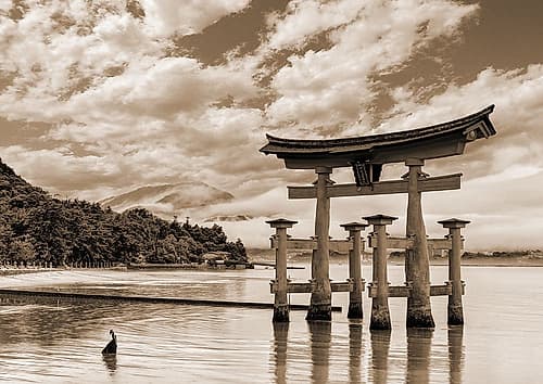 Itsukushima Shrine-Hiroshima-Japan (BW) Fashion Print