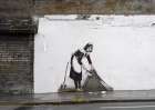 Regents Park Rd, Camden, London (graffiti attributed to Banksy, detail) Art Print