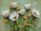 White Tulips on Jade Art Deco Print