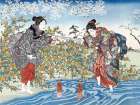 Japanese girls by Ide Tama River, 1847 Art Print