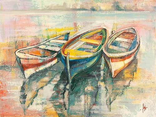 Barche allormeggio Coastal Print