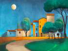 Villaggio sotto la luna Art Print