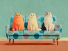 Cats on a Sofa Art Deco Print