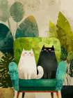 Two Cats on an Armchair I Modern Print