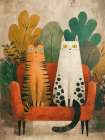 Two Cats on an Armchair II Modern Print