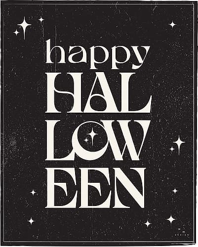Haunted Halloween XVI on black Minimalist Print
