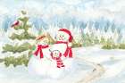 Snowman Wonderland-Family Scene Art Print