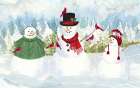 Snowman Christmas landscape Art Print
