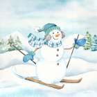 Let it Snow Blue Snowman III Art Print