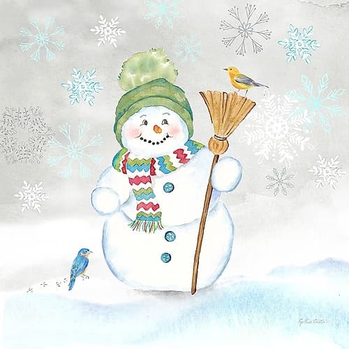 Let it Snow Blue Snowman IV Art Print