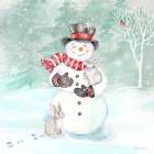 Let it Snow Blue Snowman VI Art Print
