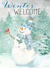 Let it Snow Blue Snowman portrait Art Print