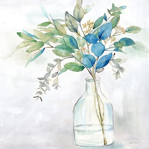 Eucalyptus Vase Navy I Art Print