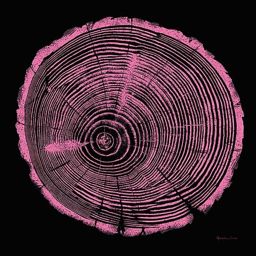 Tree Trunk pink on black Art Print
