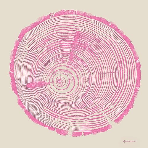 Tree Trunk pink on cream Art Print