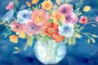 Bright Poppies Vase Navy Art Print