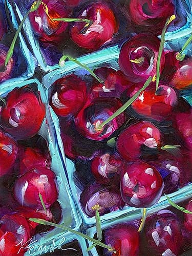 Cherry Carton Art Print by Karen Smith