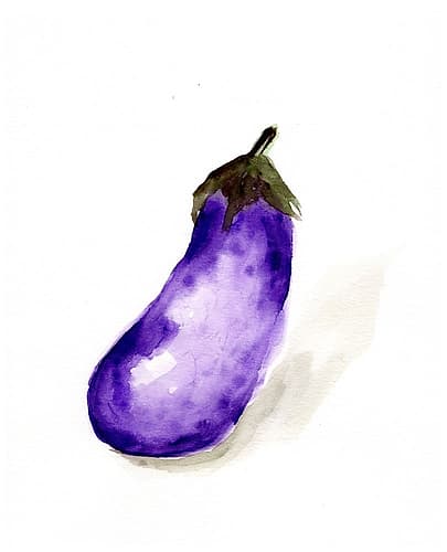 Veggie Sketch plain  VII-Eggplant Food Print