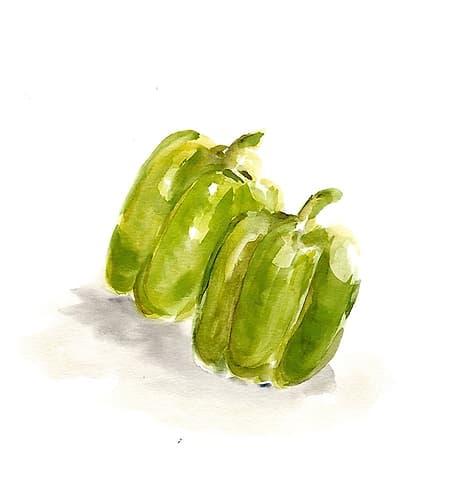 Veggie Sketch plain  VIII-Green Pepper Food Print