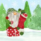 Gnome for Christmas blue IV-Gnome Stocking Art Print