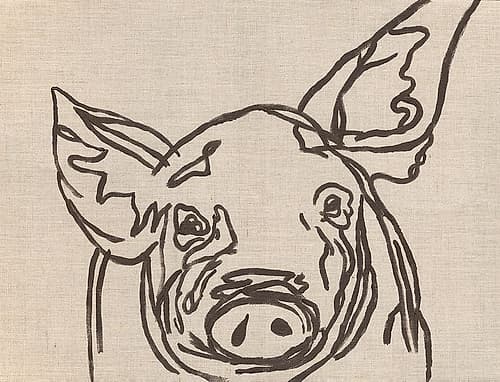 Farm Sketch Pig Art Print